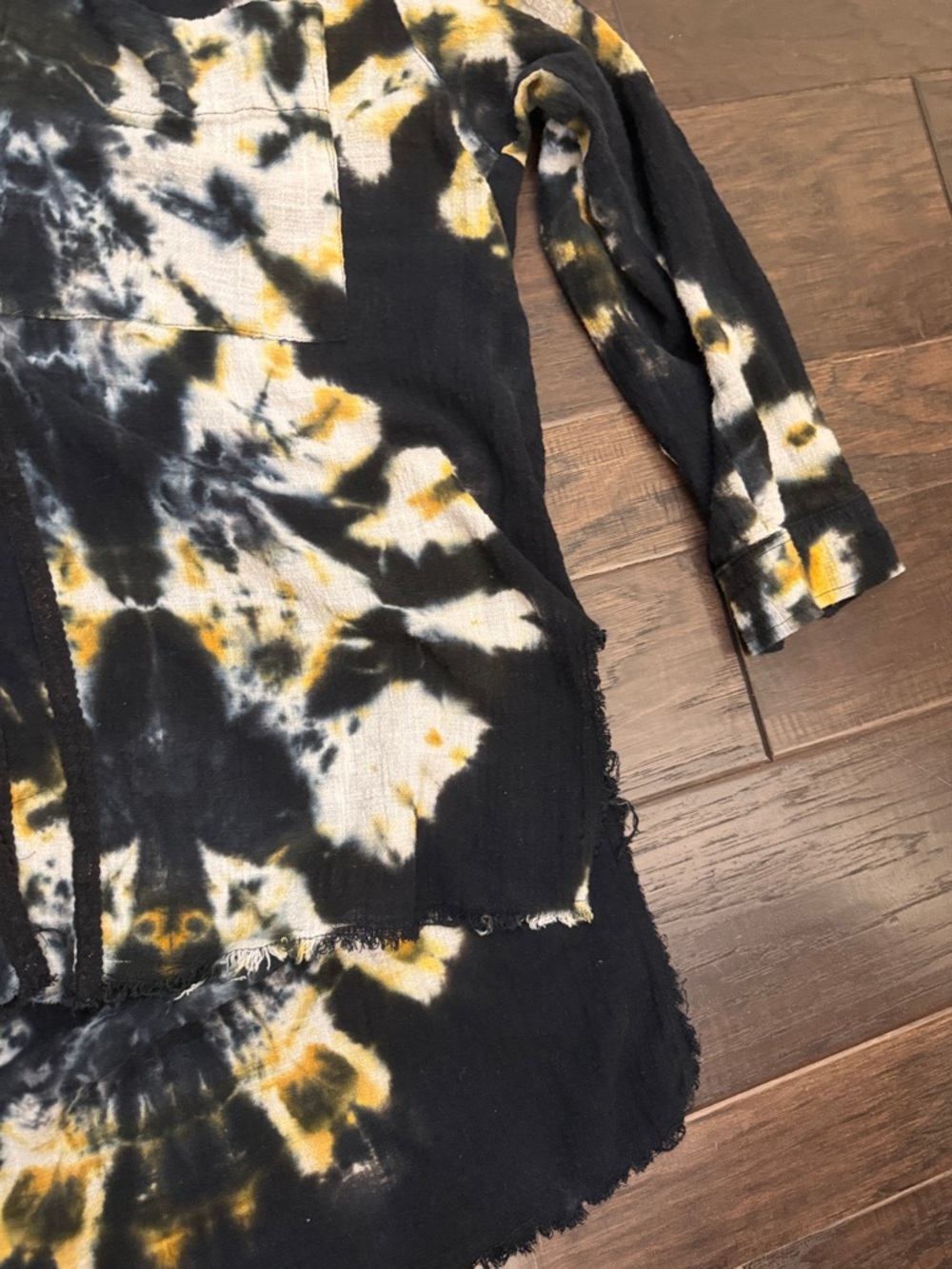Free People Top-One Teaspoon Boho Tie-Dye High Low button down - Picture 5 of 10